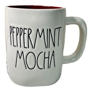 Rae Dunn "PEPPERMINT MOCHA" Candy Cane Coffee Mug